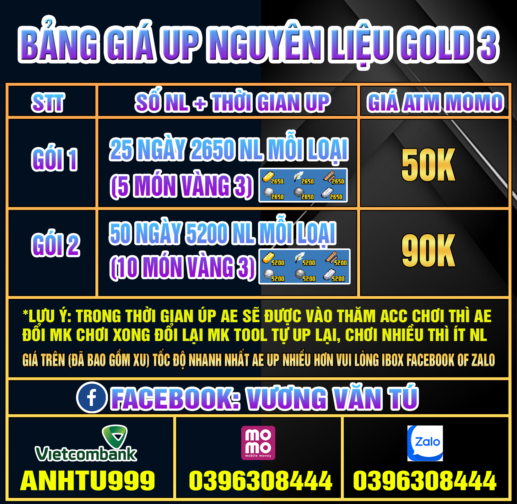 UP NGUYÊN LIỆU SIÊU TỐC